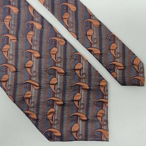 EMILIO PONTI ITALY SILK TIE COPPER PAISLEY STRIPE